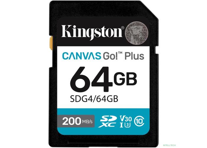 SecureDigital 64GB Kingston Canvas Go Plus G4 200R V30 