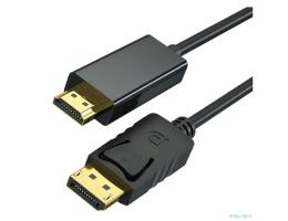 Bion Кабель DisplayPort - HDMI, 20M/19M, однонаправленный конвертор сигнала с DisplayPort в HDMI, экран, 2м, черный [BXP-CC-DP-HDMI-020]