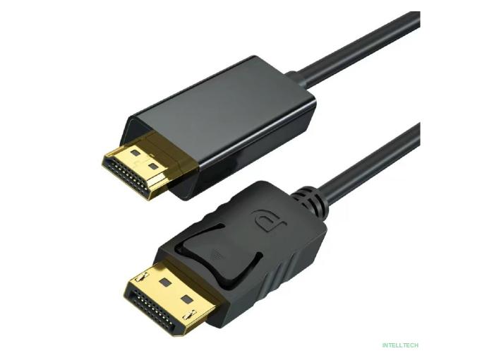 Bion Кабель DisplayPort - HDMI, 20M/19M, однонаправленный конвертор сигнала с DisplayPort в HDMI, экран, 2м, черный [BXP-CC-DP-HDMI-020]
