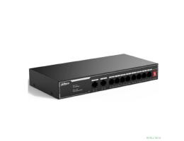 DAHUA DH-SF1010LP 10-портовый неуправляемый коммутатор с РоЕ, 8xRJ45 100Mb PoE, 2xRJ45 100Mb uplink, суммарно 65Вт, коммутация 2 Гбит/с, MAC-таблица 2K, металл