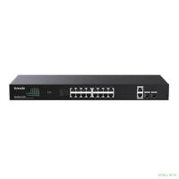 TENDA TEG1120P-16-150W Коммутатор неуправляемый PoE, 18 портов, 18x1 Гбит/с, PoE 16х30 Вт (до 150Вт), SFP 2x1 Гбит/с, установка в стойку