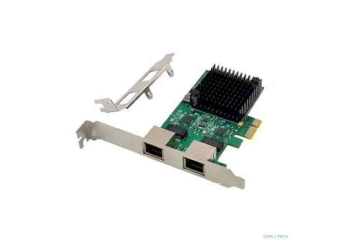 ORIENT XWT-RTL8125L2PE, Сетевая карта PCI-Ex1 v3.0 2xRJ45 2.5GbE NIC, RTL8125B+ASM1806 chipset, 2.5/1 Гбит/с, 2 планки крепления (33249)