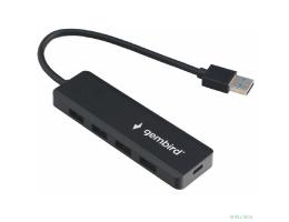 Gembird Разветвитель USB3.1 4xUSB, с доп.питанием (порт Type-C), кабель USB 19см, черный, коробка (UHB-C414)