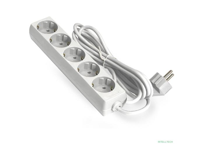 Exegate EX285827RUS Удлинитель ExeGate ECE-5-5W (5 евророзетки с заземлением, 5м, белый)