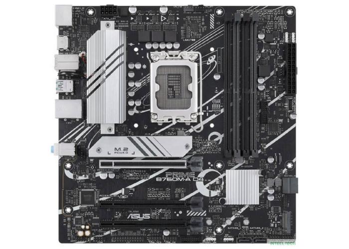 ASUS PRIME B760M-A D4-CSM (Socket 1700, mATX, 4xDDR4(128GB), DP/2xHDMI, 3xPCIe 4.0x16, 1xLAN (2.5GbE), 4xSATA 6Gb/s, 2xM.2, 2xUSB 3.2, 4xUSB 2.0, 1xPS/2, mATX)