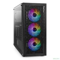 Exegate EX296316RUS Корпус Miditower ExeGate EVO-5001A-450NPX (ATX, БП 450NPX с вент. 12 см, 2*USB+1*USB3.0+HD Audio, черный, 3 вент.12см с RGB подсветкой, боковая панель - закаленное стекло)