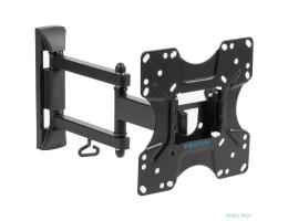 Kromax OPTIMA-214 black {20"-43", max 30 кг, настенный, 4 ст. свободы, наклон +2° -15°, поворот ±90°, от стены 70-410 мм, max VESA 200x200 мм}