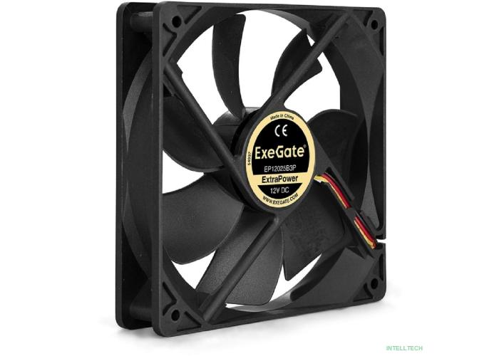 Exegate EX283386RUS Вентилятор ExeGate ExtraPower EP12025B3P, 120x120x25 мм, двойной шарикоподшипник, 3pin, 1600RPM, 25dBA