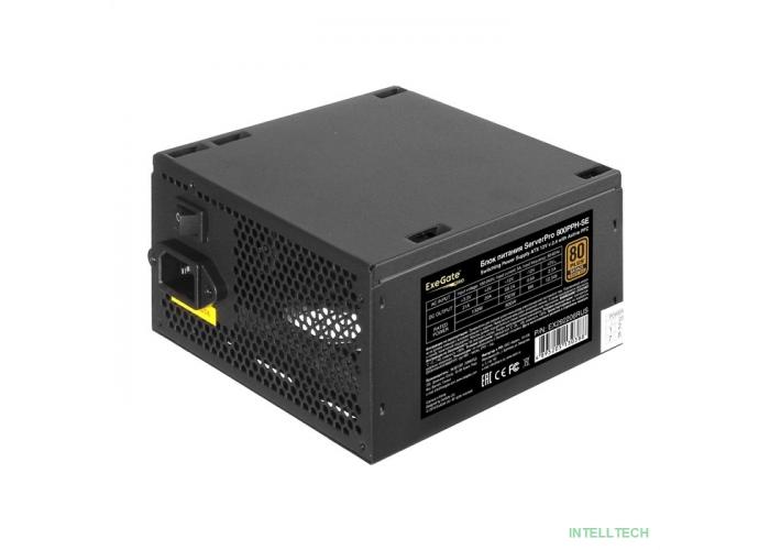 Exegate EX292206RUS Серверный БП 800W ExeGate ServerPRO 80 PLUS® Bronze 800PPH-SE (ATX, for 3U+ cases, APFC, КПД 89% (80 PLUS Bronze), 12cm fan, 24pin, 2x(4+4)p, 4xPCI-E, 8xSATA, 4xIDE, box, black)