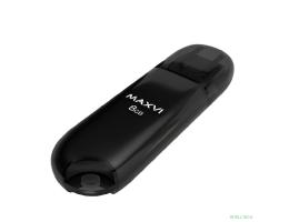 Maxvi USB Drive 8GB P1 black, монолит с колпачком, ABS пластик, USB 2.0