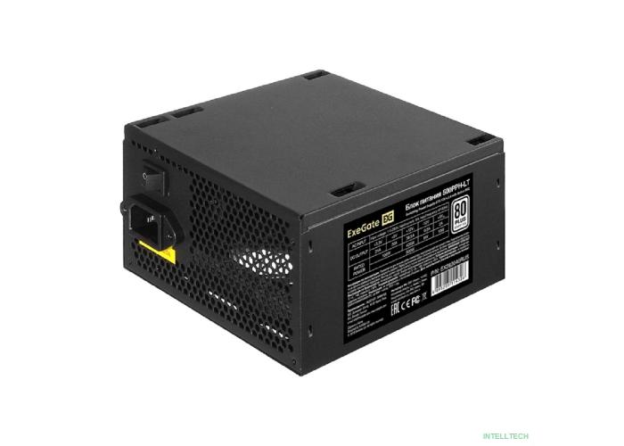 Exegate EX282040RUS Блок питания 500W Exegate 500PPH-LT, 80+,RTL ATX, black, APFC, 12cm, 24p, (4+4)p, 5*SATA, 3*IDE