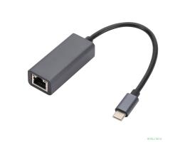Bion Переходник с кабелем USB C - RJ45, 1000мб/с, алюминиевый корпус, длинна кабеля 15 см, черный [BXP-A-USBC-LAN-ALB]