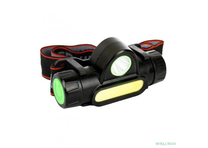 Ultraflash E1340 (фонарь налоб.аккум 3,7В,димм.,черный, XPE + COB LED, 3 Ватт, 2 реж., магнит, бокс)