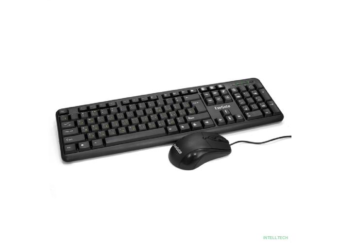 Exegate EX286204RUS Комплект ExeGate Professional Standard Combo MK120 (клавиатура влагозащищенная 104кл.+ мышь оптическая 1000dpi,3 кнопки и колесо прокрутки; USB,длина кабелей 1,5м,черный,ColorBox) 