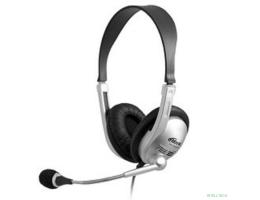RITMIX RH-533USB Silver {Гарнитура. 40 мм, 20-20000 Гц, 32 Ом, 105 дБ, конденсаторный всенаправленный микрофон, 2,2 кОм, 58 дБ ± 3 дБ, пластик}
