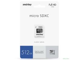 Micro SecureDigital 512GB Smartbuy Class10 UHS (с адаптером SD) (SB512GBSDCL10-01)