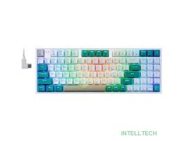 Redragon Беспроводная клавиатура Veigar BT/2.4G/пров.,RGB,бело-голубой [71476]
