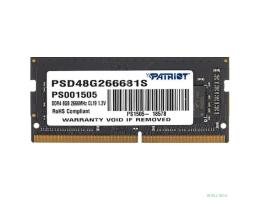 Patriot DDR4 SODIMM 8Gb 2666MHz PSD48G266681S RTL PC3-21300 CL19  260-pin 1.2В single rank