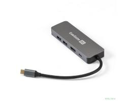 Exegate EX293982RUS Док-станция ExeGate DUB-21C/PD/HL (кабель-адаптер USB Type-C --> 2xUSB3.0 + PD 100W + HDMI 4K@60Hz + Lan RJ45 10/100/1000Mb, Plug&Play, серая)