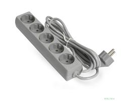 Exegate EX285823RUS Удлинитель ExeGate ECE-5-3G (5 евророзетки с заземлением, 3м, серый)