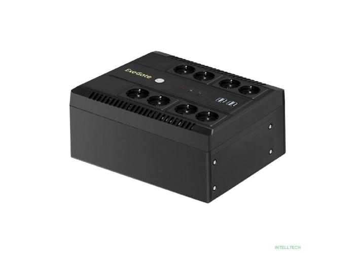 Exegate EX293855RUS ИБП ExeGate NEO NNB-1000.LED.AVR.8SH.CH <1000VA/650W, LED, AVR, 8*Schuko, 4*USB-порта для зарядки, Black>