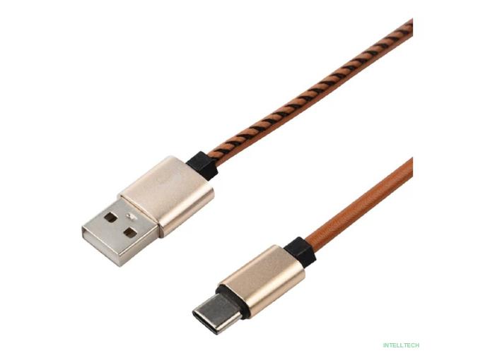 Rexant (18-1897) Кабель USB-A – Type-C, 2,1A, 1м, эко-кожа, коричневый