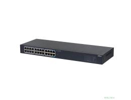 DAHUA DH-SG1024 24-портовый гигабитный неуправляемый коммутатор, 22xRJ45 1Gb, 2xRJ45 1Gb uplink, коммутация 48 Гбит/с, MAC-таблица 8K, металл