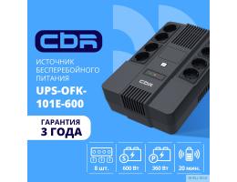 ИБП CBR [UPS-OFK-101E-600] 600VA/360W,  Schuko CEE 7 Outlets: (x4 Battery & Surge Protected; x4 Surge Protected), LED, AVR, 12V/7Ah