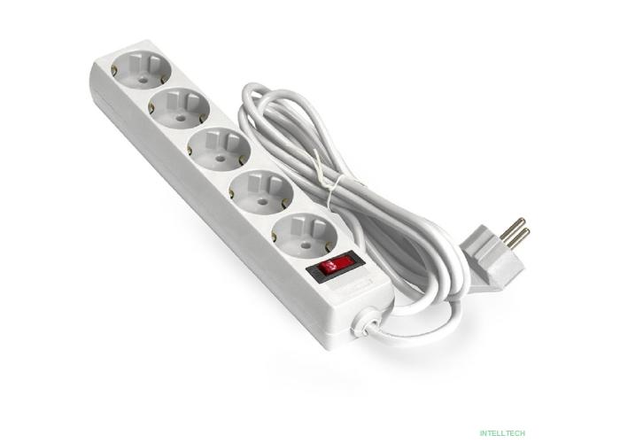 Exegate EX279359RUS Удлинитель ExeGate EC-5-5W (5 розеток, 5м, евровилка, белый)