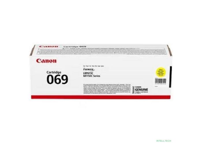 Canon Cartridge 069Y 5091C002 тонер-картридж для MF752Cdw/MF754Cdw/LBP673Cdw 1900 стр. жёлтый