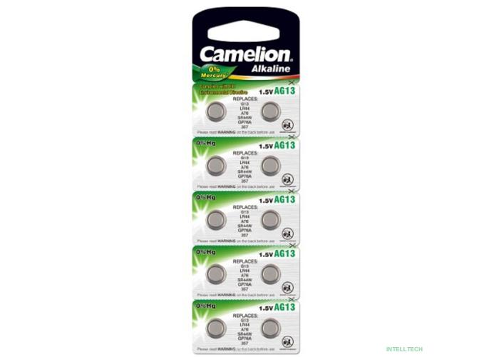 Camelion G13  BL-10 Mercury Free (AG13-BP10(0%Hg), 357A/LR44/A76 батарейка для часов) (10 шт. в уп-ке) 