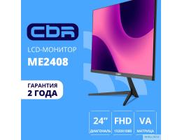 CBR LCD Монитор 23.8" ME-2408, VA, FHD 1920x1080, 100Гц, 1*VGA, 1*HDMI, внешний БП, черный, кабель HDMI 1.5м в комплекте [LCD-ME2408-OPC]