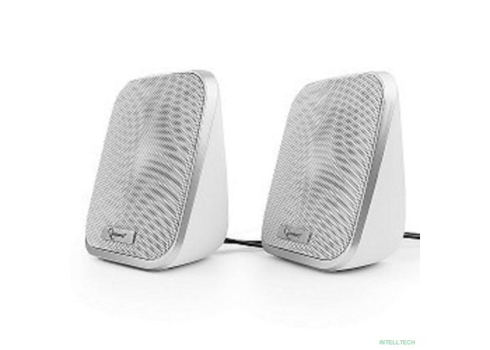 Акустич. система 2.0 Gembird SPK-100-W, белый, 6 Вт, регулятор громкости, USB-питание					