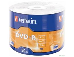 Verbatim  Диски DVD-R Verbatim 16-x 4.7Gb (50 шт)/Shrink/50 Azo (43788)  