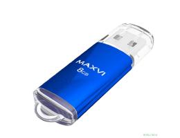 Maxvi USB Drive 8GB MP blue, монолит с колпачком, металл + ABS пластик, USB 2.0