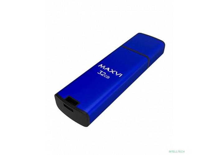Maxvi USB Drive 32GB MP2 blue, монолит с колпачком, ABS пластик + металл, USB 2.0
