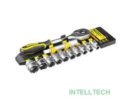 Набор STAYER "STANDARD": Торцовые головки (1/2") на пластиковом рельсе, трещотка, удлинитель, 10-24мм, 12 предметов [27750-H12]