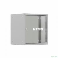 NTSS Шкаф настенный телекоммуникационный NTSS LIME 9U 550х450х500мм, 2 профиля 19, дверь стеклянная, боковые стенки несъемные, разобранный, серый RAL 7035 NTSS-WL9U5545GS