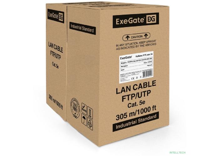 ExeGate EX256750RUS FUTP4-C5e-CU-S24-OUT-PE-BK-305-FLUKE FTP 4 пары кат.5e медь, 24AWG, FLUKE® test pass, экран, внешн., без троса, бухта 305м, черн., PE
