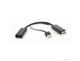 Cablexpert Конвертер HDMI->DisplayPort  HD19M+USBxHD20F, черный (DSC-HDMI-DP)