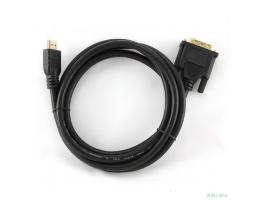 Кабель HDMI-DVI Cablexpert CC-HDMI-DVI-6, 19M/19M, single link, медь, позол.разъемы, экран, 1.8м, черный, пакет