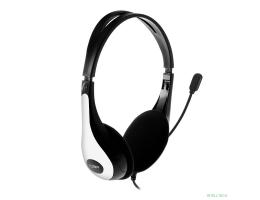 CBR CHP 353M White, Компьютерная гарнитура проводная стерео, микрофон с шумоподавл., накл. наушники, USB, кнопка выкл. микрофона, регул. громк., регул. оголовья, длина каб. 2 м, цвет чёрный-белый