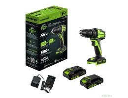 Greenworks DD345, 24V, Дрель-шуруповерт аккумуляторная, бесщеточная, 27/45 Нм,13мм,2х2Ач,ЗУ,кор  [3708307CUC]