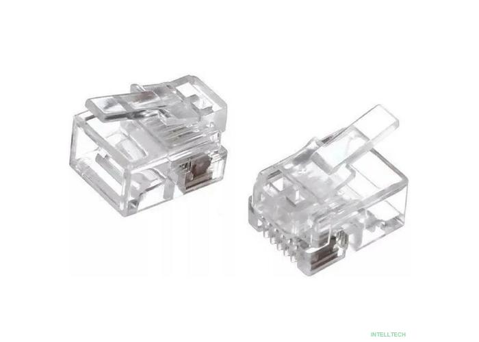 Exegate EX293763RUS Коннектор ExeGate PL12-6P6C-100 RJ-12 телефонный разъем (6P6C), золотое напыление (100шт)