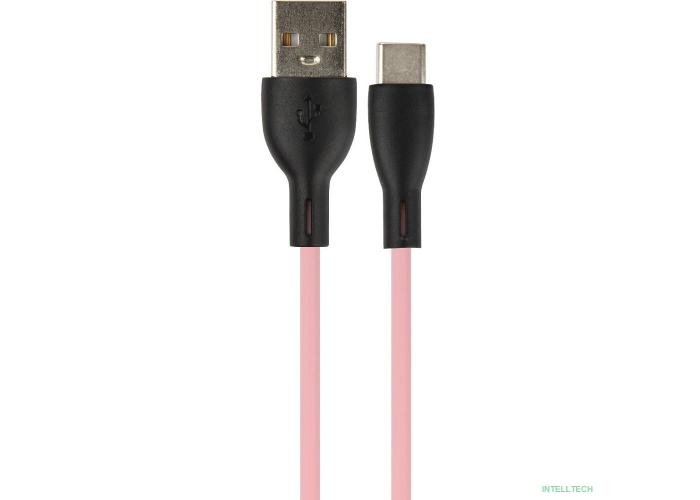 PERFEO Кабель USB A вилка - C вилка, 2.4A, розовый, силикон, длина 1 м., SILICON (U4715)