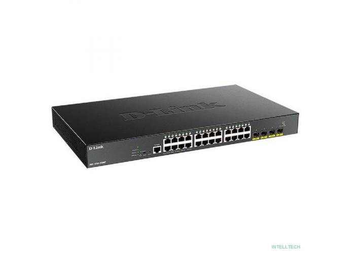 D-Link DGS-1250-28XMP/A1A Настраиваемый L2 коммутатор с 24 портами 10/100/1000Base-T и 4 портами 10GBase-X SFP+ (24 порта PoE 802.3af/at, PoE-бюджет 370 Вт)