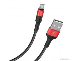 HOCO HC-80220 X26/ USB кабель Micro/ 1m/ 2A/ Нейлон/ Black&Red