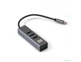 Exegate EX293987RUS USB-Хаб (концентратор) ExeGate DUB-4TC (кабель-адаптер USB Type C --> 4xUSB3.0, Plug&Play, серебристый)