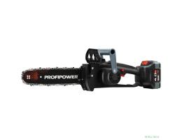 Аккумуляторная бесщеточная цепная пила PROFIPOWER MKDUC-18V (20В,Li-ion-1шт, 4.0Ач, шина 12", 0-4000об/мин, цепь 3/8, 45 звеньев, З/У, в коробке) [E0114M1]