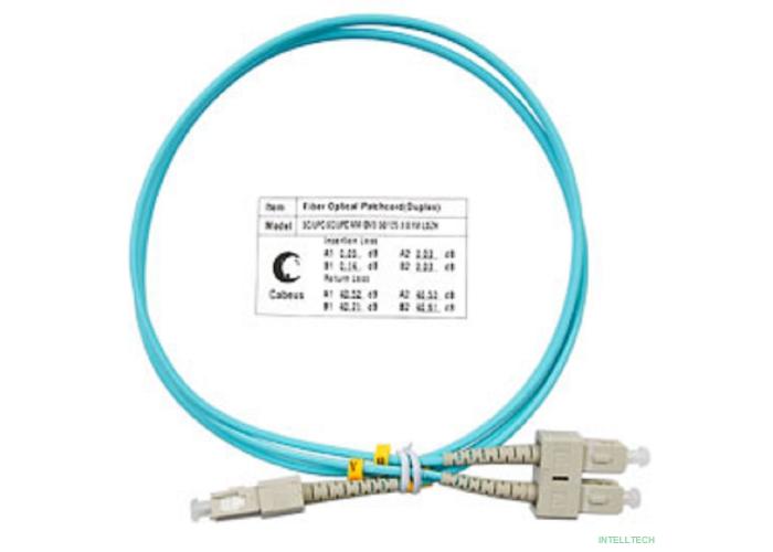 Cabeus FOP-50-SC-SC-1m Шнур оптический duplex SC-SC 50/125 mm OM3 1м LSZH